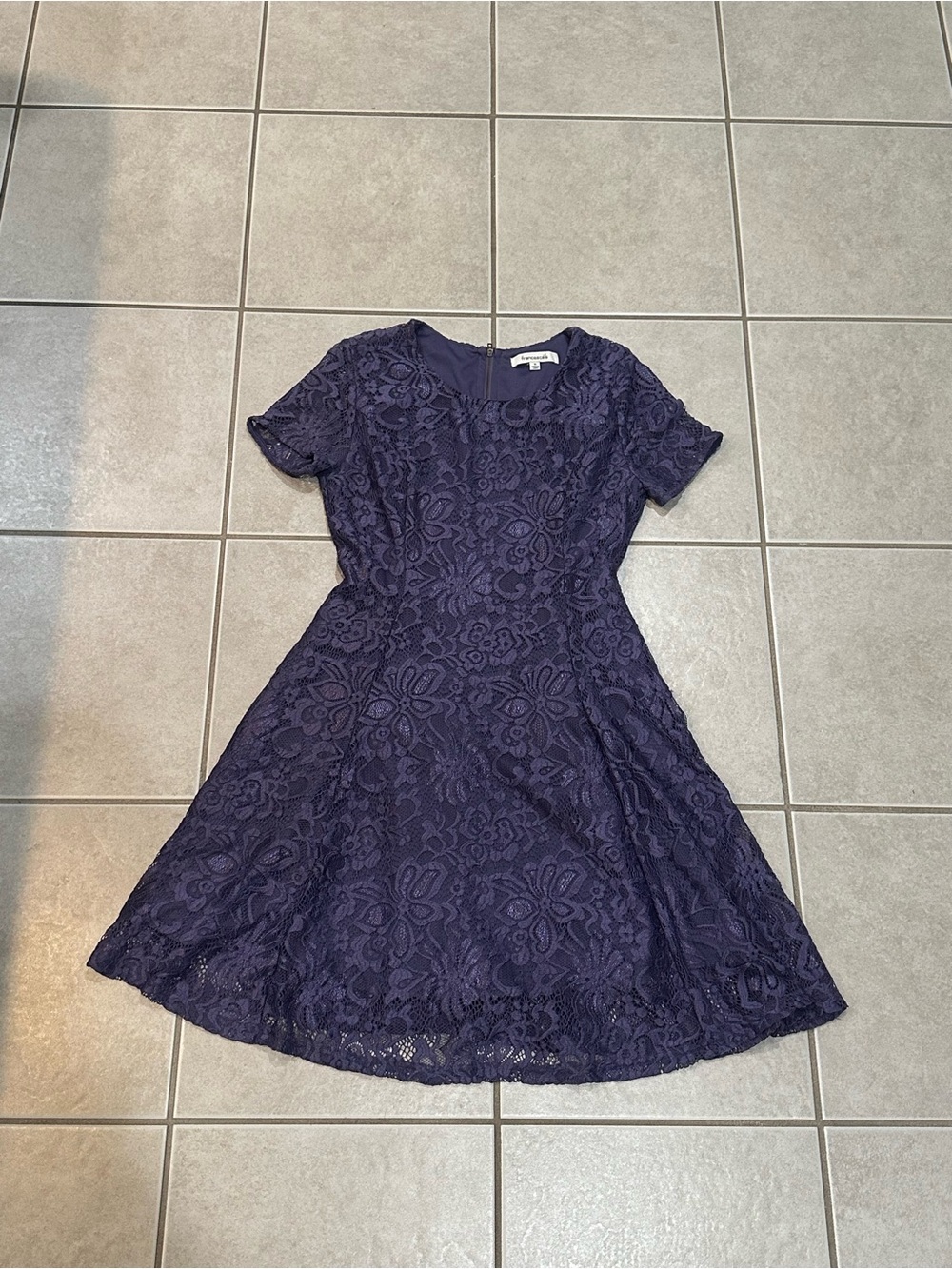 Francesca's Collections Navy Floral Lace Fit & Flare Mini Dress